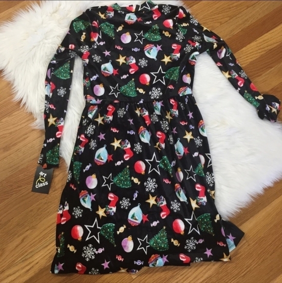 NWT Art Class Black Velvety Christmas Holiday Party Dress Long Sleeve Midi New - Picture 6 of 14